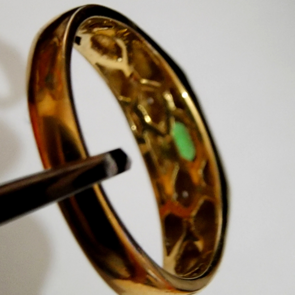 10K Gold Tsavorite Garnet & White Sapphire Men's ring - Picture 5 of 7